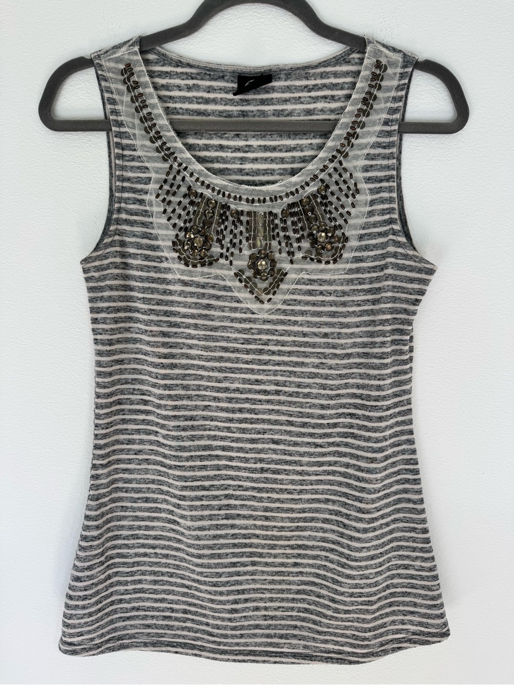 Bobeau Sleeveless Embellished Tank Top- Size Medium
